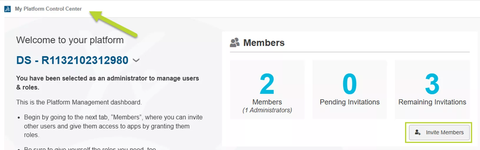 成员控制中心中,点击邀请成员按钮 成员控制中心中,点击邀请成员按钮