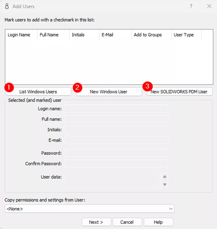 PDM在管理工具中添加新用户