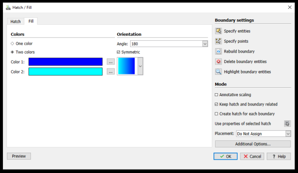 DraftSight 旧版图案填充 / 填充对话框