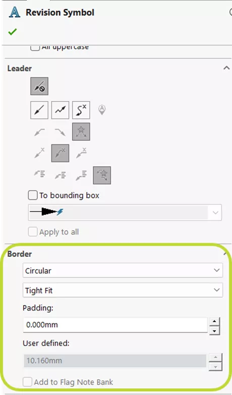 修订符号属性管理器的边框设置