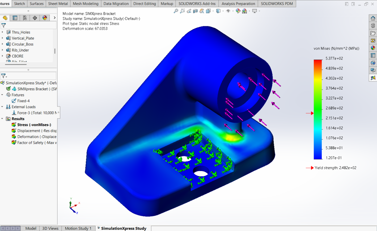 支架模型的有限元分析结果界面 支架模型的有限元分析结果界面
