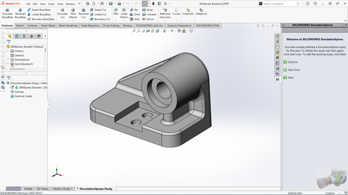 SimulationXpress 操作界面 SimulationXpress 操作界面