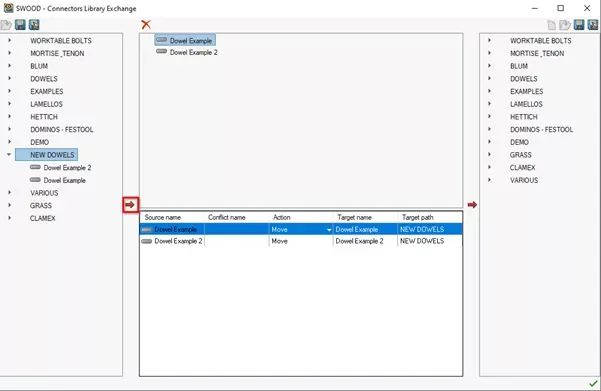 点击指向窗口中间区域的箭头按钮