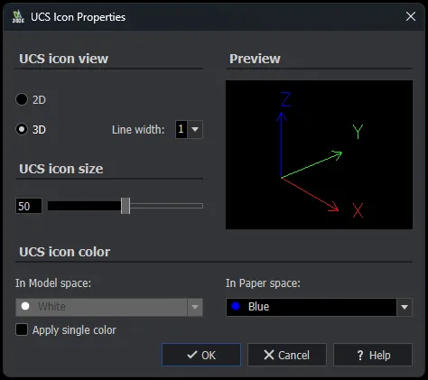 UCS 图标属性 UCS 图标属性