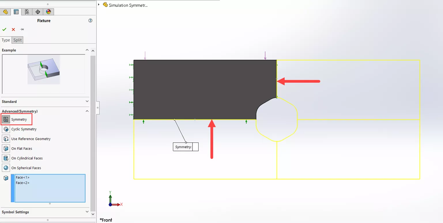 选择模型上所有发生对称的面