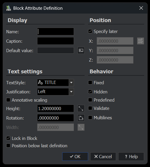 方块属性定义对话框
