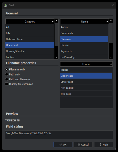 DraftSight 的字段对话框