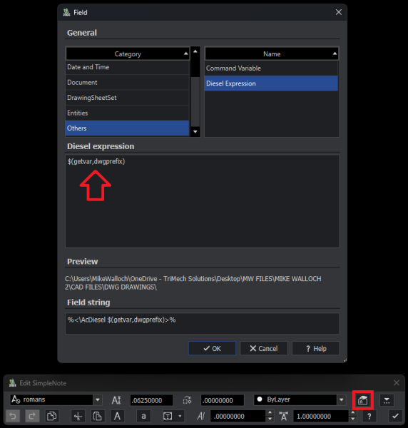 DraftSight DIESEL 表达式获取文件路径