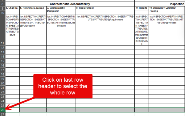 在检查报告中选择页脚行