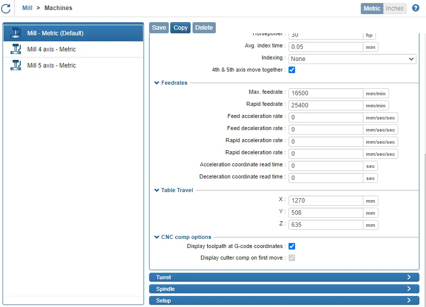 在 SOLIDWORKS CAM 数据库中编辑机床参数