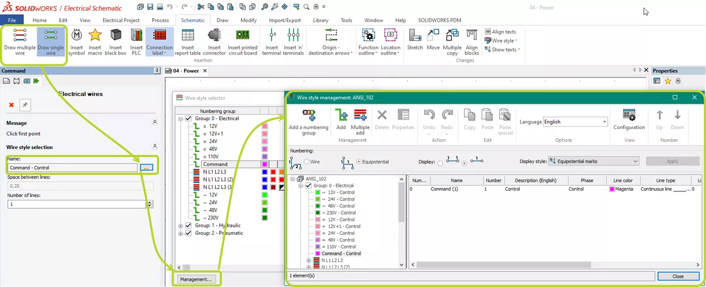 点击导线名称旁的省略号按钮，再选择管理按钮即可