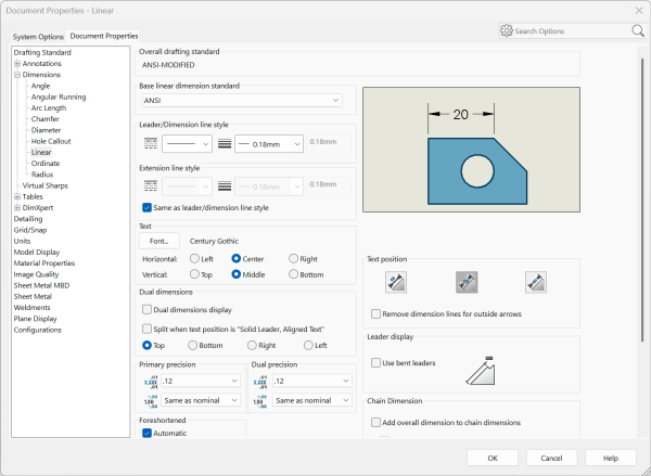 SOLIDWORKS 文档属性菜单