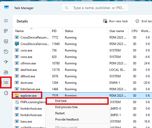结束 explorer.exe 进程
