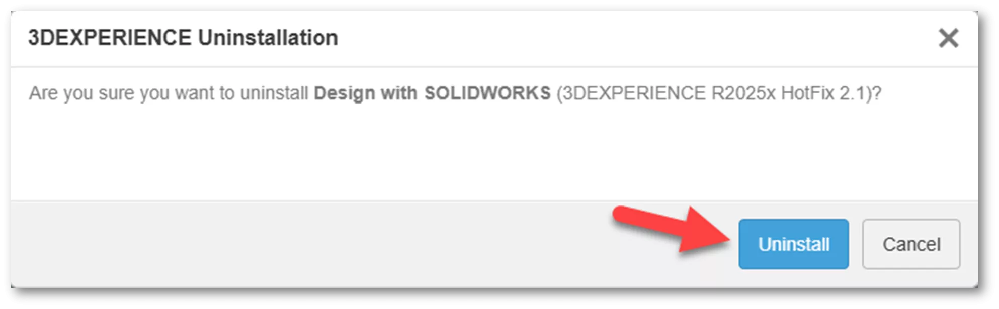 系统将弹出对话框，询问是否确认卸载。点击卸载按钮继续。