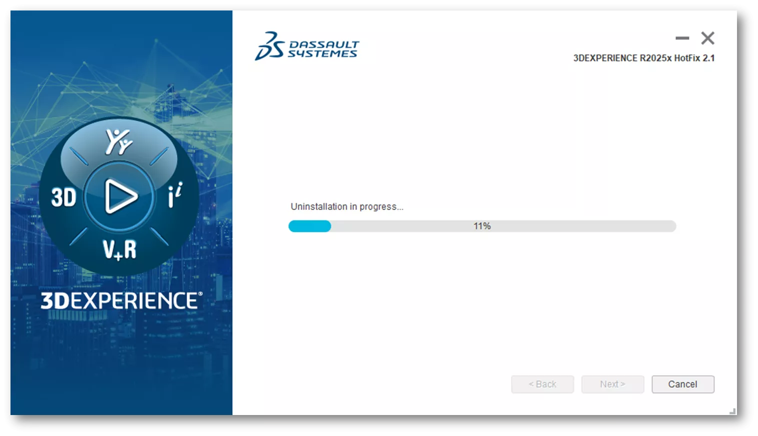 点击是后，对话框会显示卸载进度