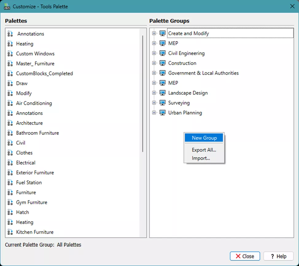 在对话框右侧空白区域单击鼠标右键，选择新建组
