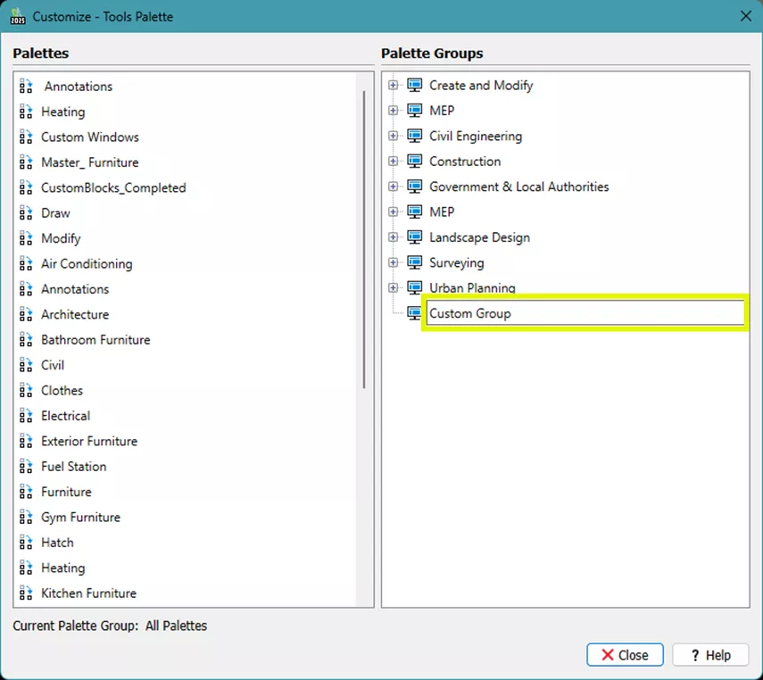在空白输入框中输入自定义组名称（如自定义组）。