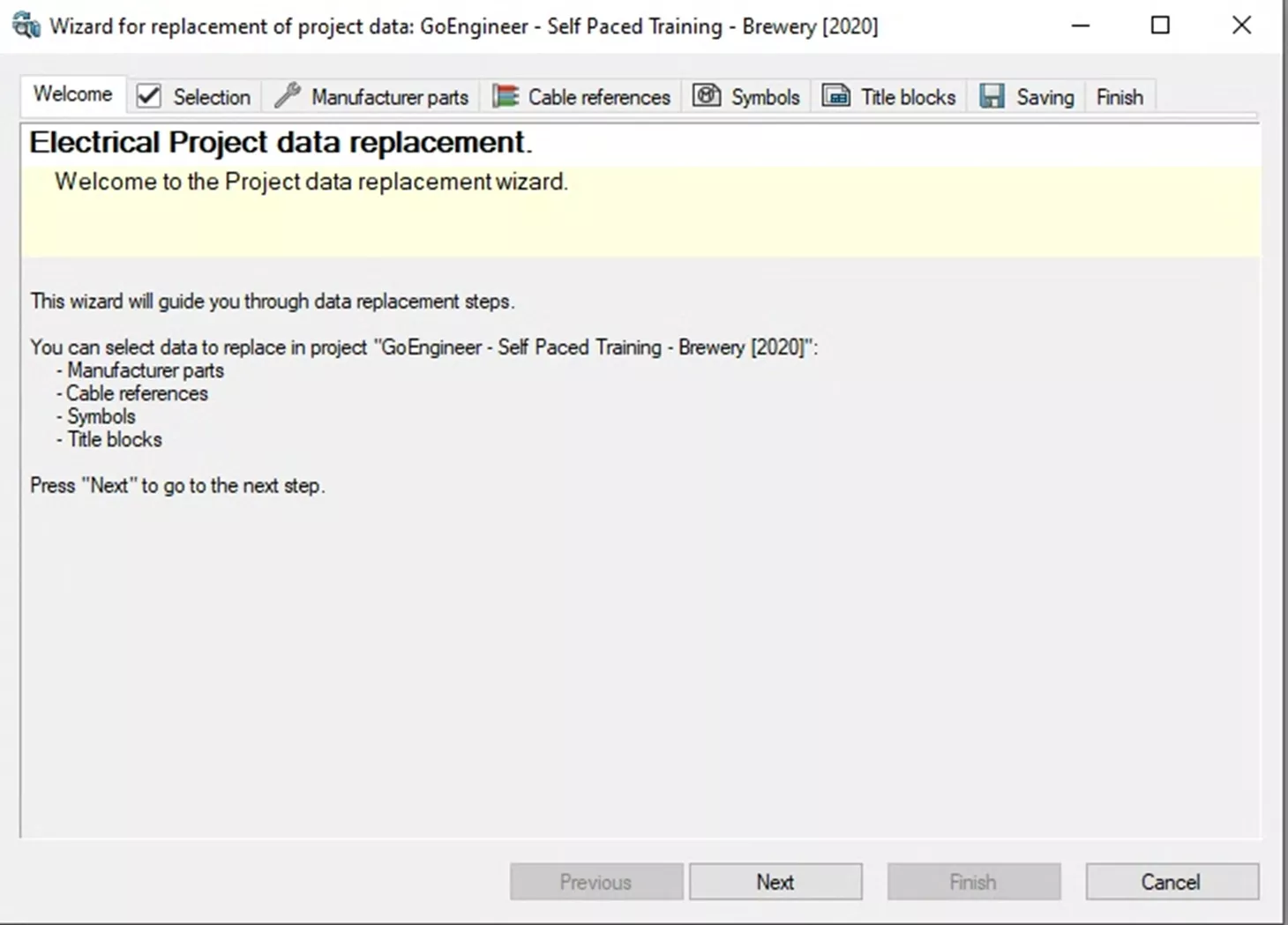 打开项目数据替换向导。