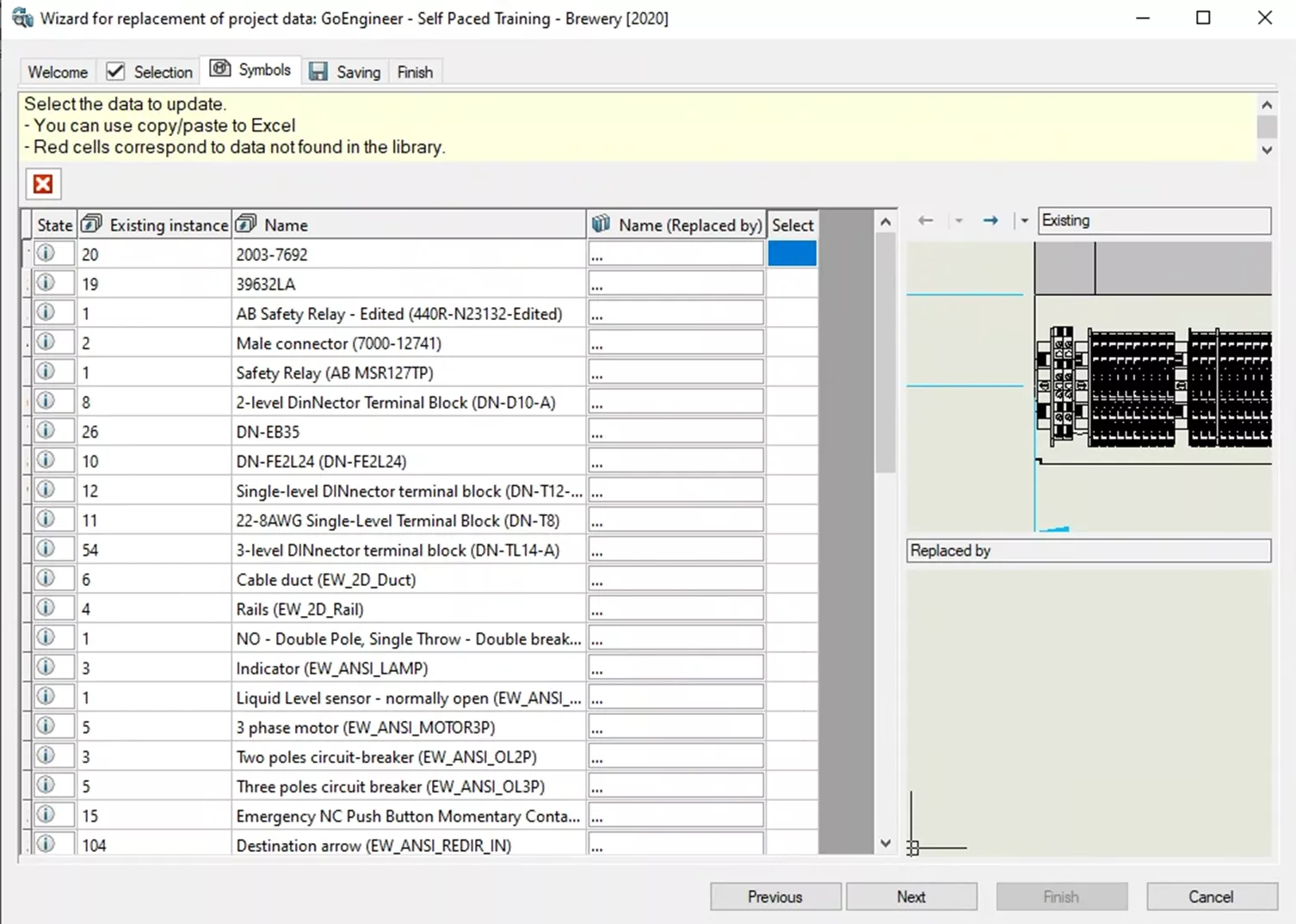 符号选项卡中会列出当前项目所使用的全部符号