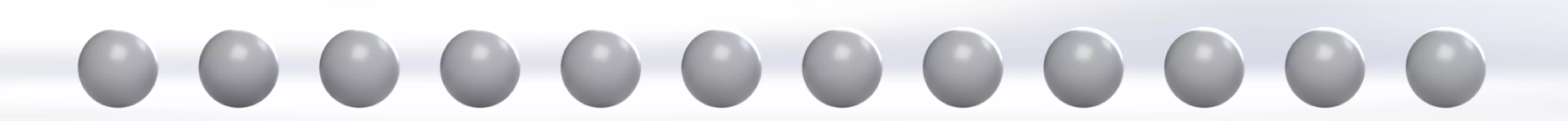 从左侧数，前 12 个球体分别用于展示单个参数效果，第 13 个球体用于同时展示多项参数组合后的效果。