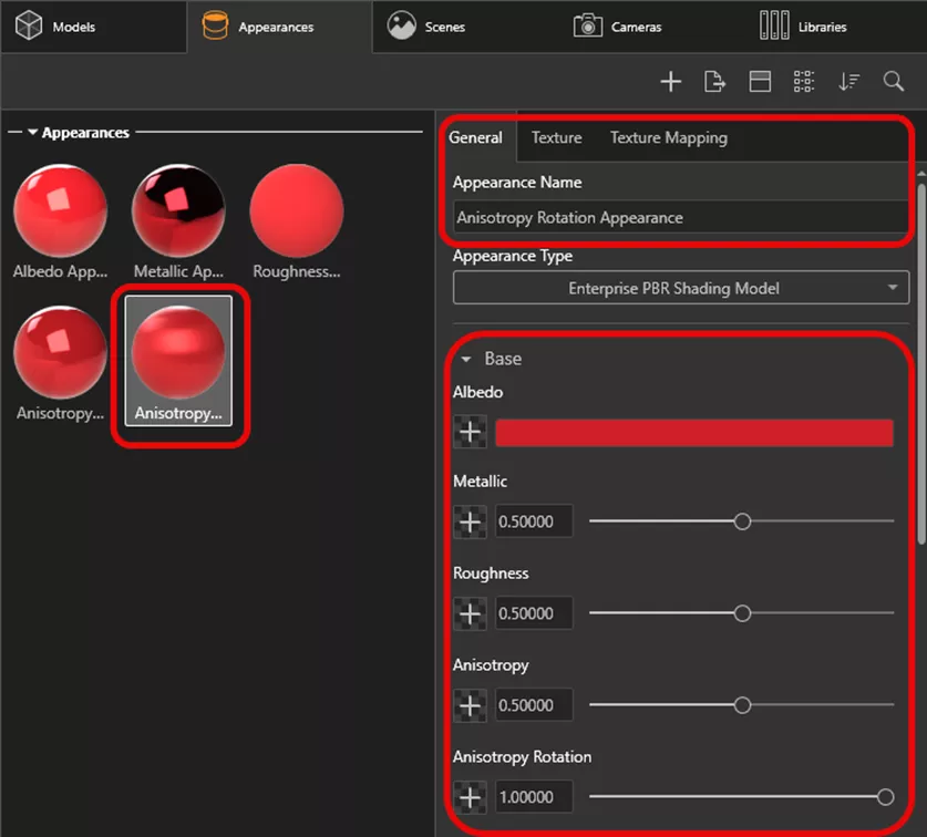 球体（左数第 5 个）的光照呈现方向性偏移，形成全新的外观效果