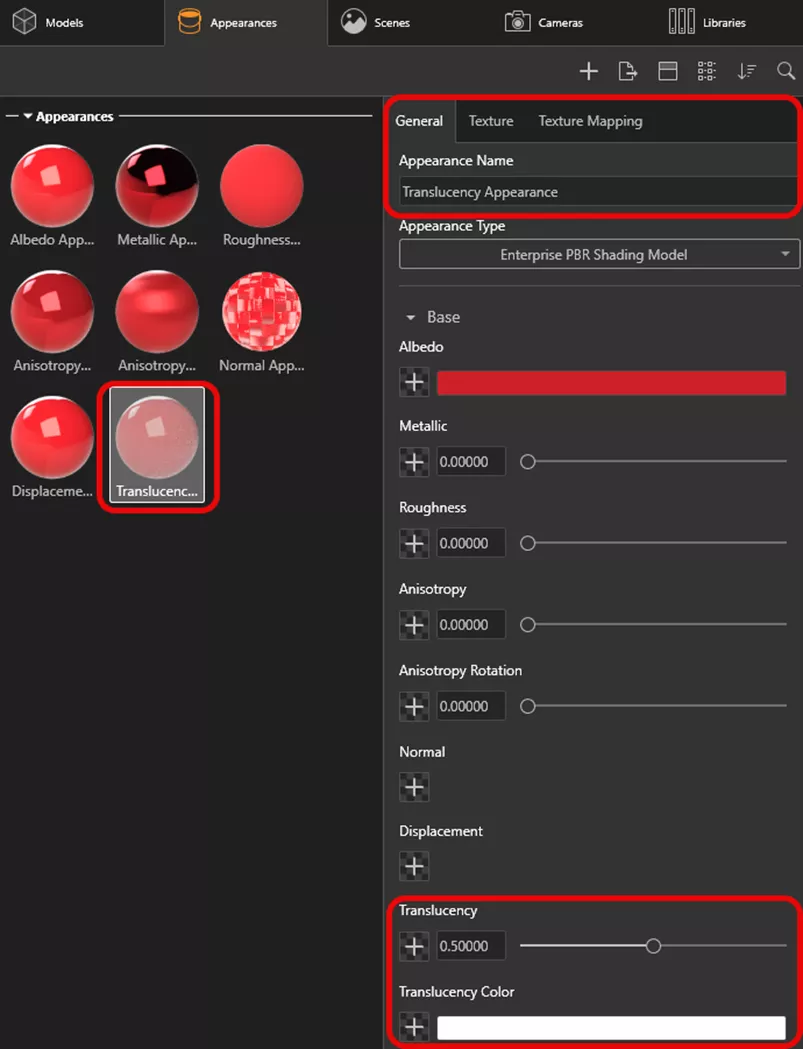 将半透明度设为 0.5，取值范围 0–1。