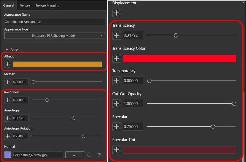 最后一个球体组合多项参数，制作出类似橙色皮肤的外观