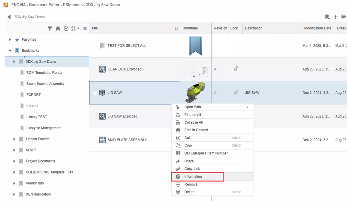 右键单击该装配体，选择信息（Information）