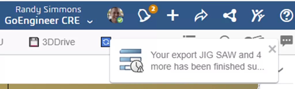 任务完成后，平台右上角会弹出通知