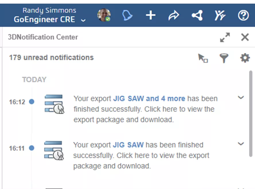 点击通知铃铛图标，再点击已完成的任务项