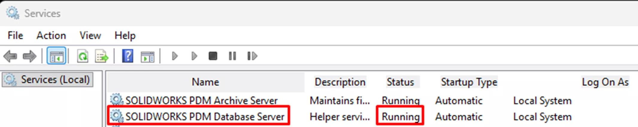 SOLIDWORKS PDM 数据库服务器服务