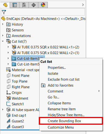 创建切割表边界框