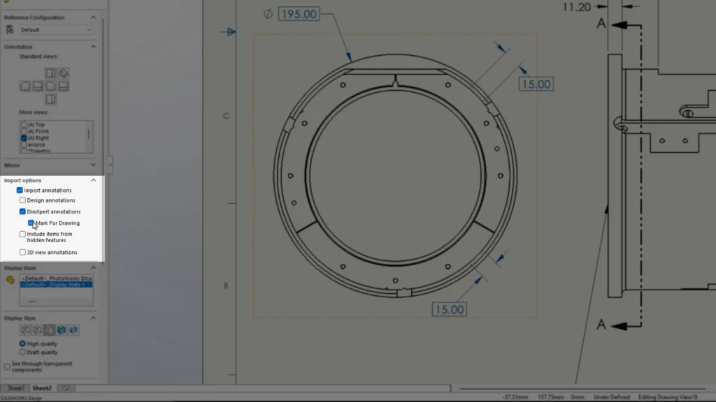将模型设计意图带入工程图