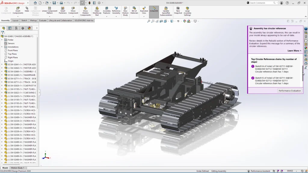 全新状态栏图标组会持续监控装配体状态，并提示性能优化机会