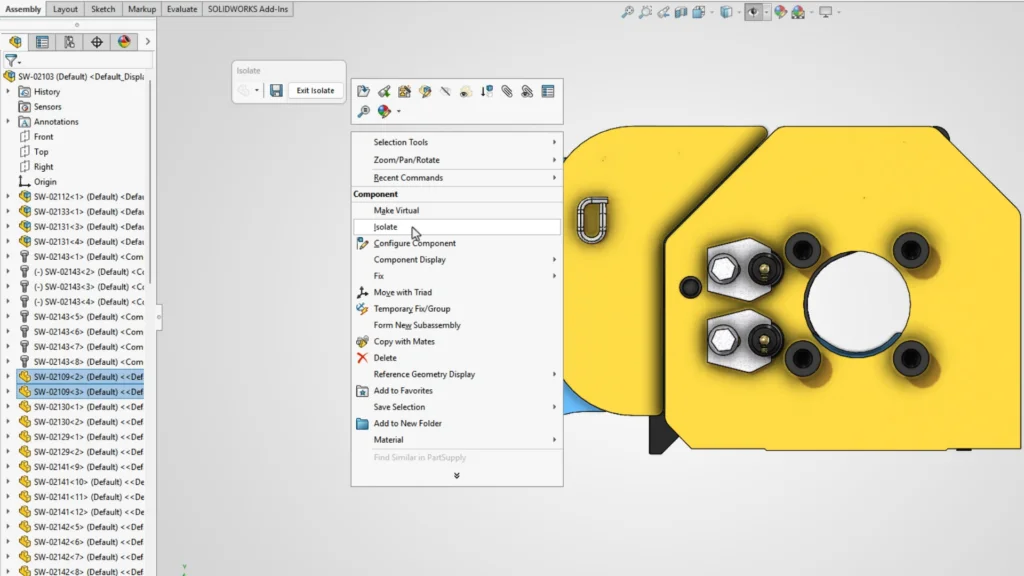即将支持在隔离视图中再次执行隔离，可无限次嵌套，无需退回完整装配体