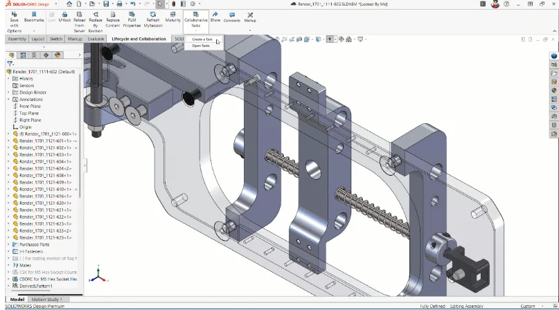 所有任务在 SOLIDWORKS 内均可访问，形成反馈、执行、解决的闭环