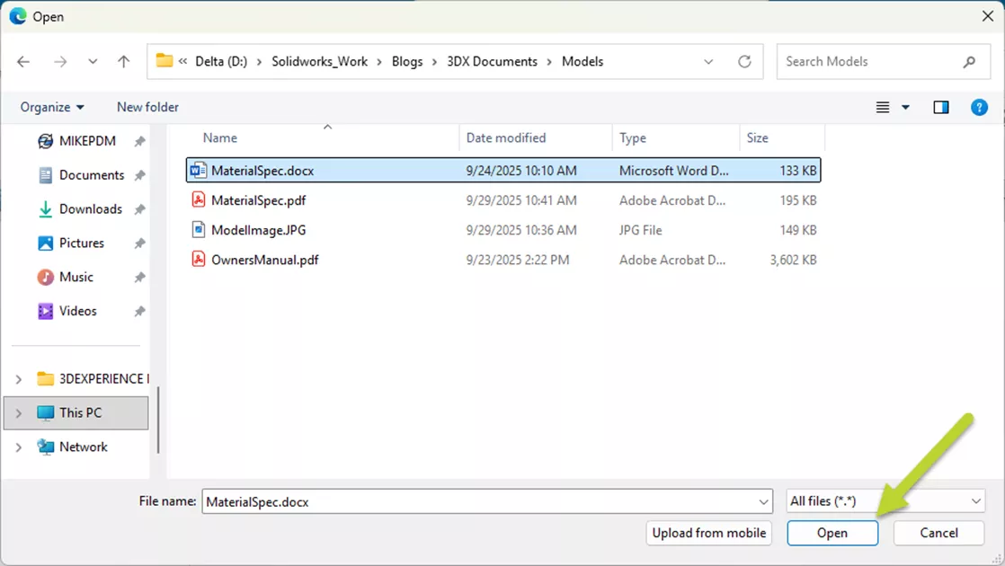 从本地计算机中选中所需文件，单击打开