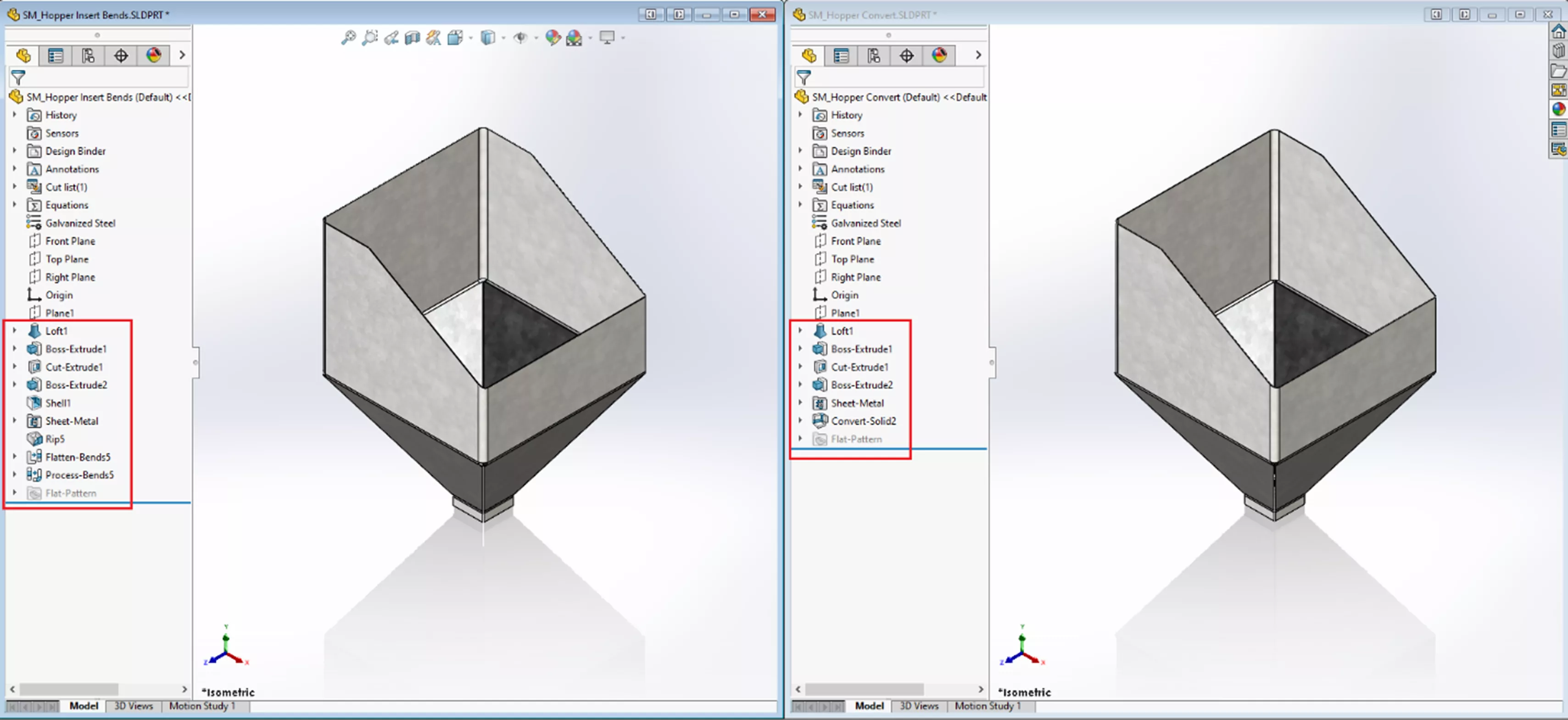 SOLIDWORKS 转换为钣金 vs 插入折弯 功能对比
