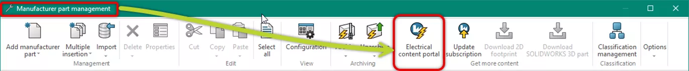 厂商零部件管理（Manufacturer part management）* 对话框
