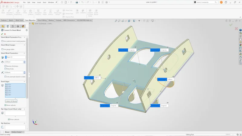 编辑导入折弯面的折弯半径 —— 加速钣金导入与转换编辑