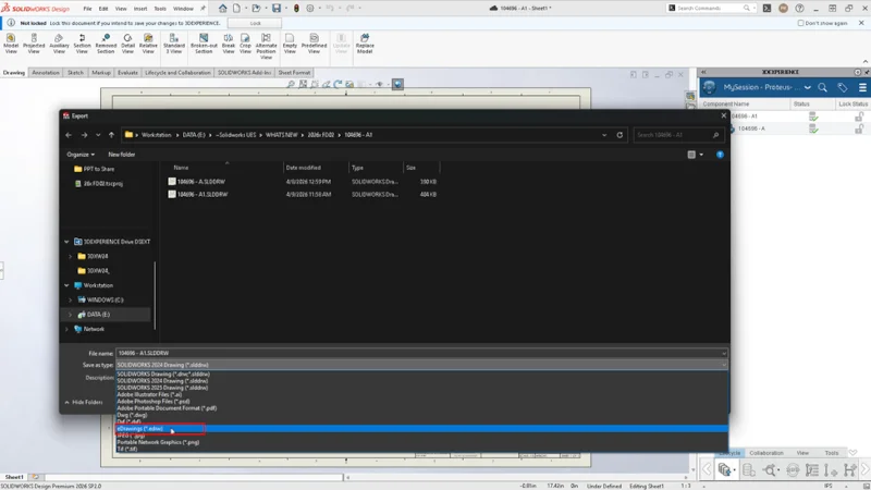 支持从 SOLIDWORKS Design 直接导出为电子图纸文件格式