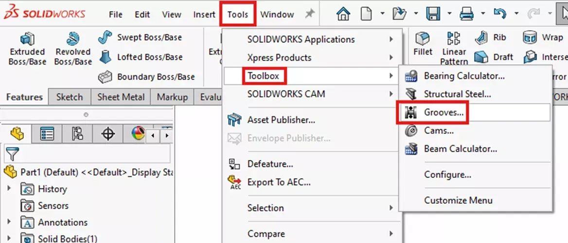 在 SOLIDWORKS零件中添加 O形圈槽
