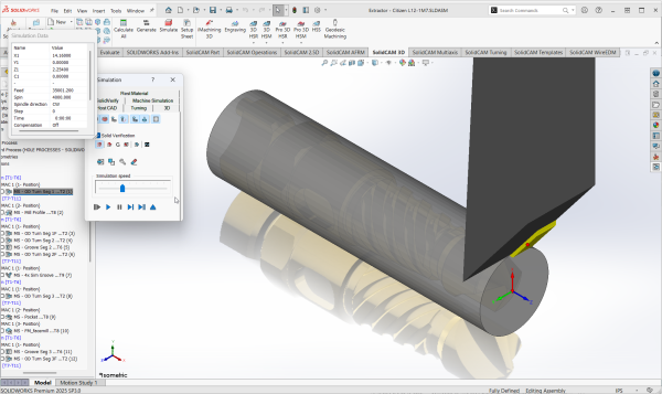 在SOLIDWORKS中运行的车削仿真