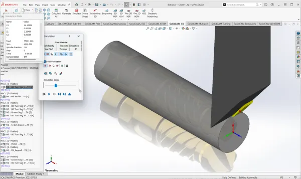 在SOLIDWORKS中运行的车削仿真