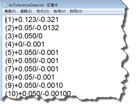 你可以把您所需要的公差值放置在这个文档中