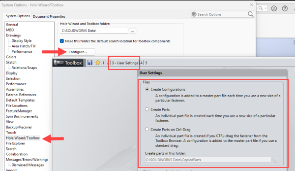SOLIDWORKS Toolbox配置设置