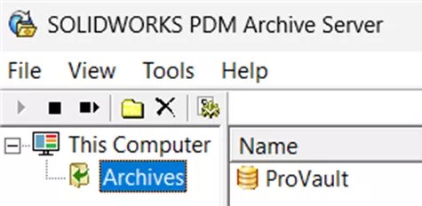在 SOLIDWORKS PDM 中选择存档文件夹 在 SOLIDWORKS PDM 中选择存档文件夹