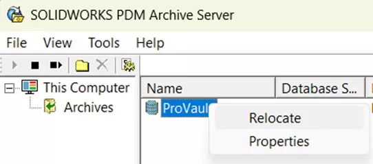 SOLIDWORKS PDM 档案库名称迁移选项 SOLIDWORKS PDM 档案库名称迁移选项