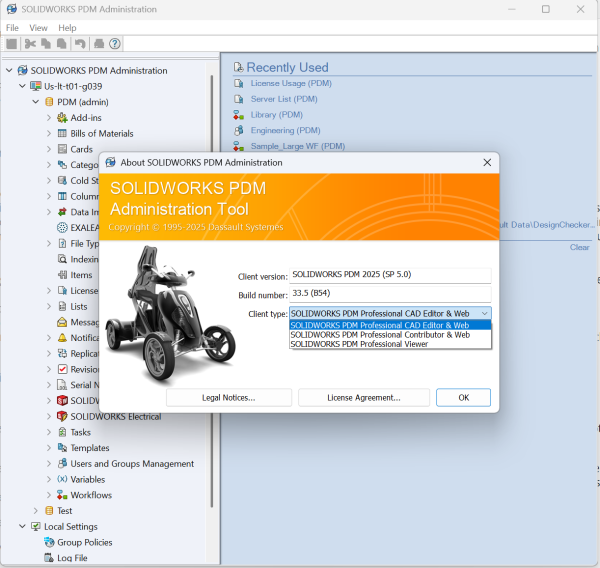 SOLIDWORKS PDM管理工具中的许可类型