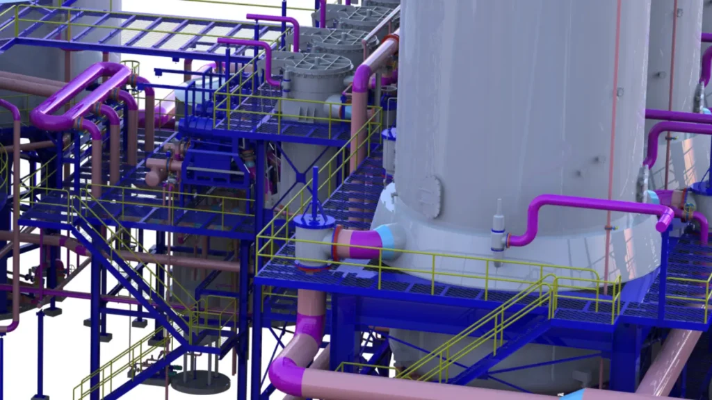 在SOLIDWORKS中创建的复杂管道布线 在SOLIDWORKS中创建的复杂管道布线